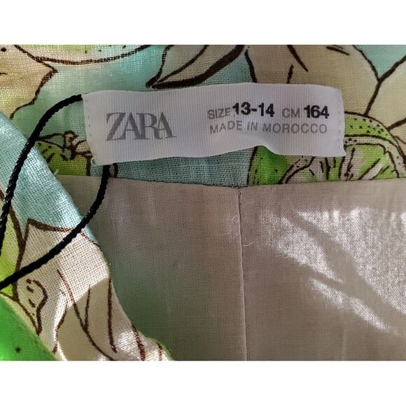 Zara Sundress Citrus Lemon/Limes Robin Egg Blue 13-14 Yrs Cotton/Lined Dress NWT - Picture 8 of 11